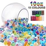 Water Beads Rainbow Mix,14 Colors,10 oz (30000 beads)Water Gel Pearls Beads For Orbeez Spa Refill, Tactile Sensory Toys,Vase Filler for Wedding Decoration,Plants,14 Pack Clear Water Beads. (14PACK)