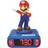 LEXiBOOK, Mario Nightlight Alarm Clock, RL800NI | Sounds &amp; Melodies, LCD Backlit screen, Luminous, Snooze, Red/Blue