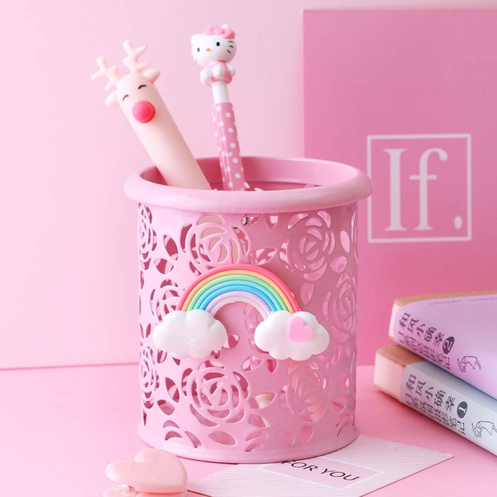 Amazon 韓国 かわいい ペン立て 文房具ホルダー学生ペン主催者創造的な漫画化粧品ホルダー オフィス デスク主催 ピンク A 8x8x10cm 3x3x4inch ペン立て 文房具 オフィス用品