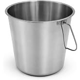 Grip Stainless Steel Bucket (4 Gallon) - Great for Pets, Cleaning, Food Prep - Hang on Fences, Cages, Kennels - Home, Garage, Workshop