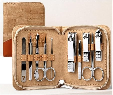 Amazon Co Jp 爪切りセット メンズネイルケアツール 10ピースマニキュア美容 顔やネイルケアセット シルバー眉毛クリップ イエローレザーケース ネイルケア セット サイズ A ドラッグストア