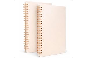 A5 Spiral Notebooks (5.5 x 8 in), 2-Pack Beige, Durable Poly Cover, 80 Sheets / 160 Pages Each, 80 GSM Paper, 7mm College Rul