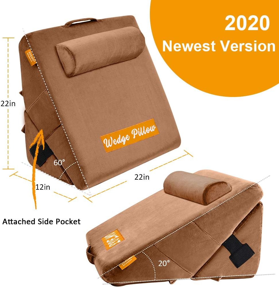 ZOEMO Memory Foam Bed Wedge Pillow for Sleeping, Body Positioners, Neck Back Leg Support Pillow for Sleeping in Bed, Reading Pillow and Bed Rest Pillow for Reading: Home & Kitchen