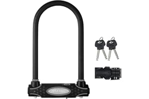Master Lock Black Bike Lock with 2 Keys, U-Lock for Bicycles and Other Outdoor Equipment, Bike Locks Heavy Duty Anti-Theft Lo