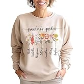 FAITHWALLART Personalized Birth Month Birth Flower Sweatshirt, Custom Grandma Shirt With Grandkids Name, Custom Kid Names