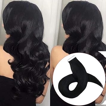Runature 28 Tape In Extre Long Jet Black Hair Extension 1 Color