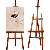 DJAR Wooden Painting Art Easel Stand for Adults, Tool-Less Assembly, Walnut | Adjustable Floor Stand Holds Canvases up to 39", Premium Wood Display Easel, Perfect for Artists and Beginners