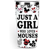 Inspired Cartoon Mouse Tumbler, Magic Mouse Lovers Coffee Mug Animal Lovers Mouse Themed Gifts for Women Girls Sister Friendship Birthday Christmas 20 oz Stainless Steel Travel Thermos Insulated Cup
