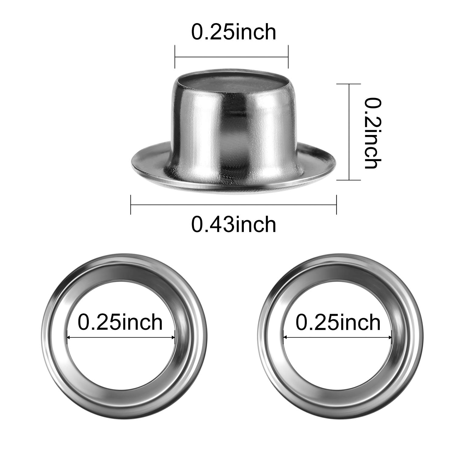 1/4 Inch Inside Diameter Grommet Setting Tool and 100 Sets Grommets