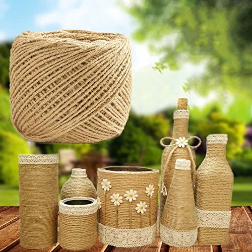 Adeeing 320 Feet Natural Jute Twine Arts Crafts Gift Twine Christmas Twine Industrial Packing Durable String Rope for Gifts, DIY Crafts, Festive Decoration Gardening Applications 1 PC