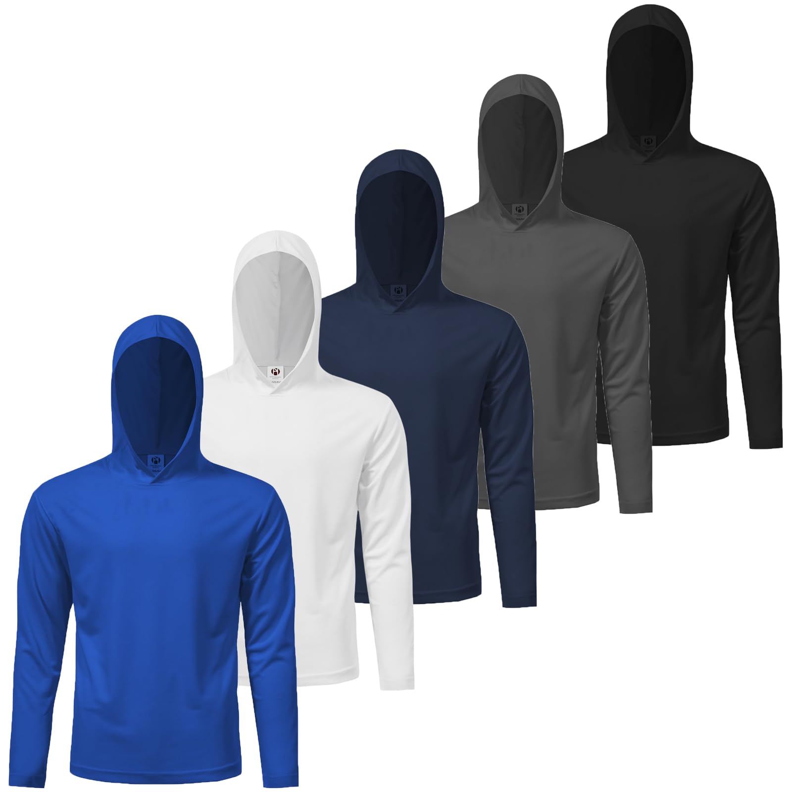 Photo 1 of Yasumond Mens Active Athletic T-Shirts Set Long Sleeve Sun Protective Quick Dry Hoodies Shirt 5 Pack