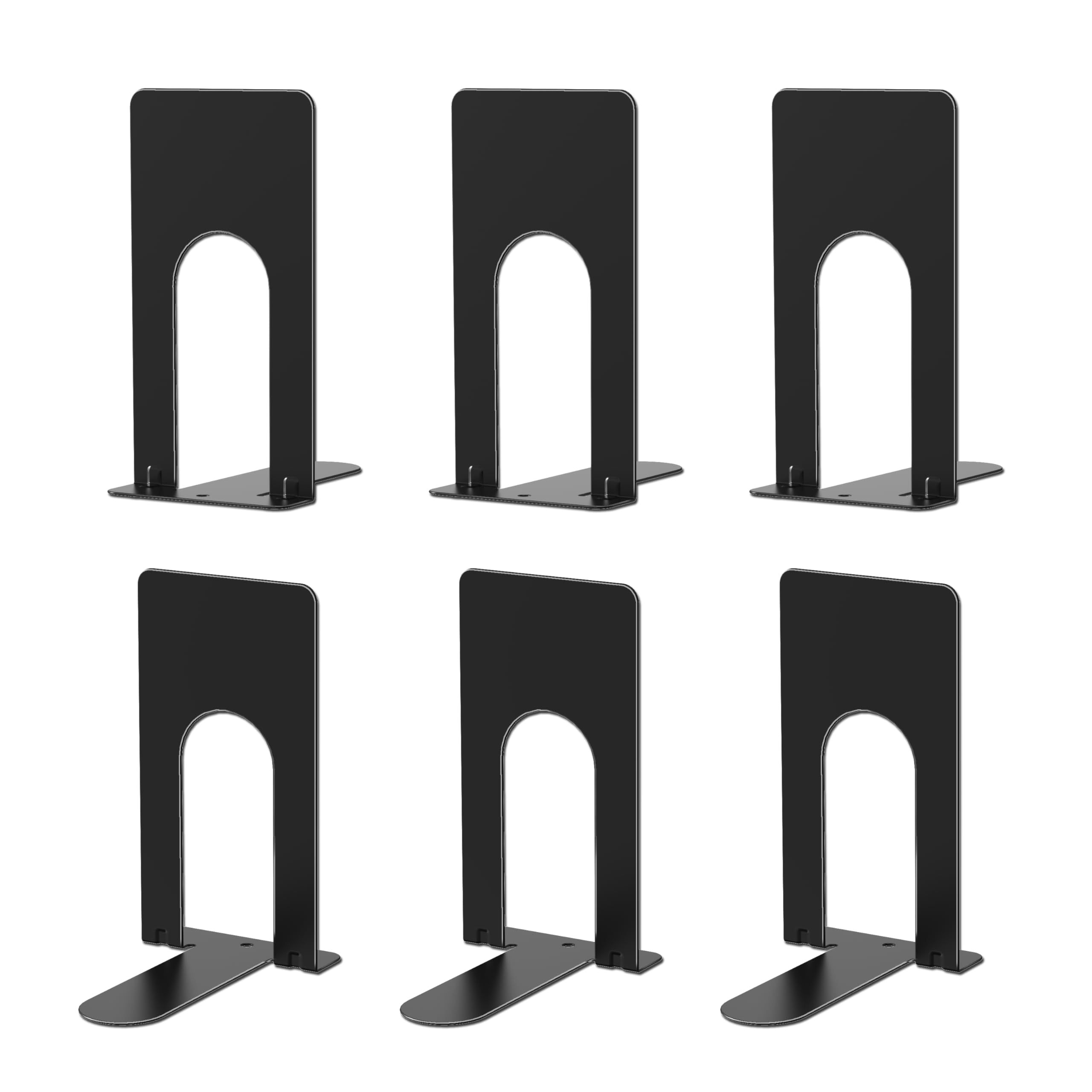 Photo 1 of Optomni Book Ends, 3 Pairs of Small Bookends for Shelves, 3.9 x 2.8 × 5.2 in, Black Metal Book Stopper, Sturdy Book Holders for Home Office (6 Pcs, Small)
