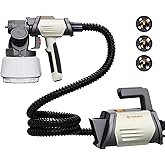 Tilswall Shark800 Paint Sprayer HVLP 800W Electric Spray Paint Gun, White | Side-Fill Refill, 4 Brass Nozzles &amp; 3 Patterns, Adjustable Flow,1300ml, Split Design, for Walls Furniture Cabinets Fences