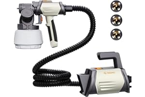 Tilswall Paint Sprayer 800W HVLP Spray Paint Gun, Electric Paint Sprayer Gun with 4 Nozzles & 3 Patterns for House Painting Furniture Cabinets Fence Home Walls Shark 800 (White, 1300 ml)