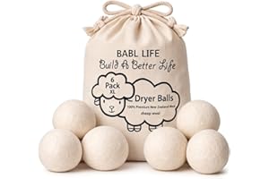 Updated Version(Made of The Latest Shearing) Wool Dryer Balls Pack of 6 XL,Premium Reusable New Zealand Natural Fabric Soften