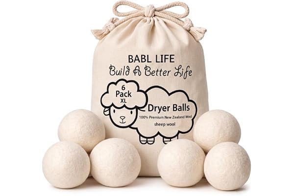 Updated Version(Made of The Latest Shearing) Wool Dryer Balls Pack of 6 XL,Premium Reusable New Zealand Natural Fabric Soften