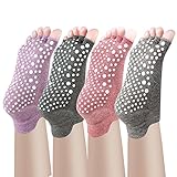 Yoga Socks Non Slip Skid Pilates Barre with Grips for Women 4 Pack by Cosfash