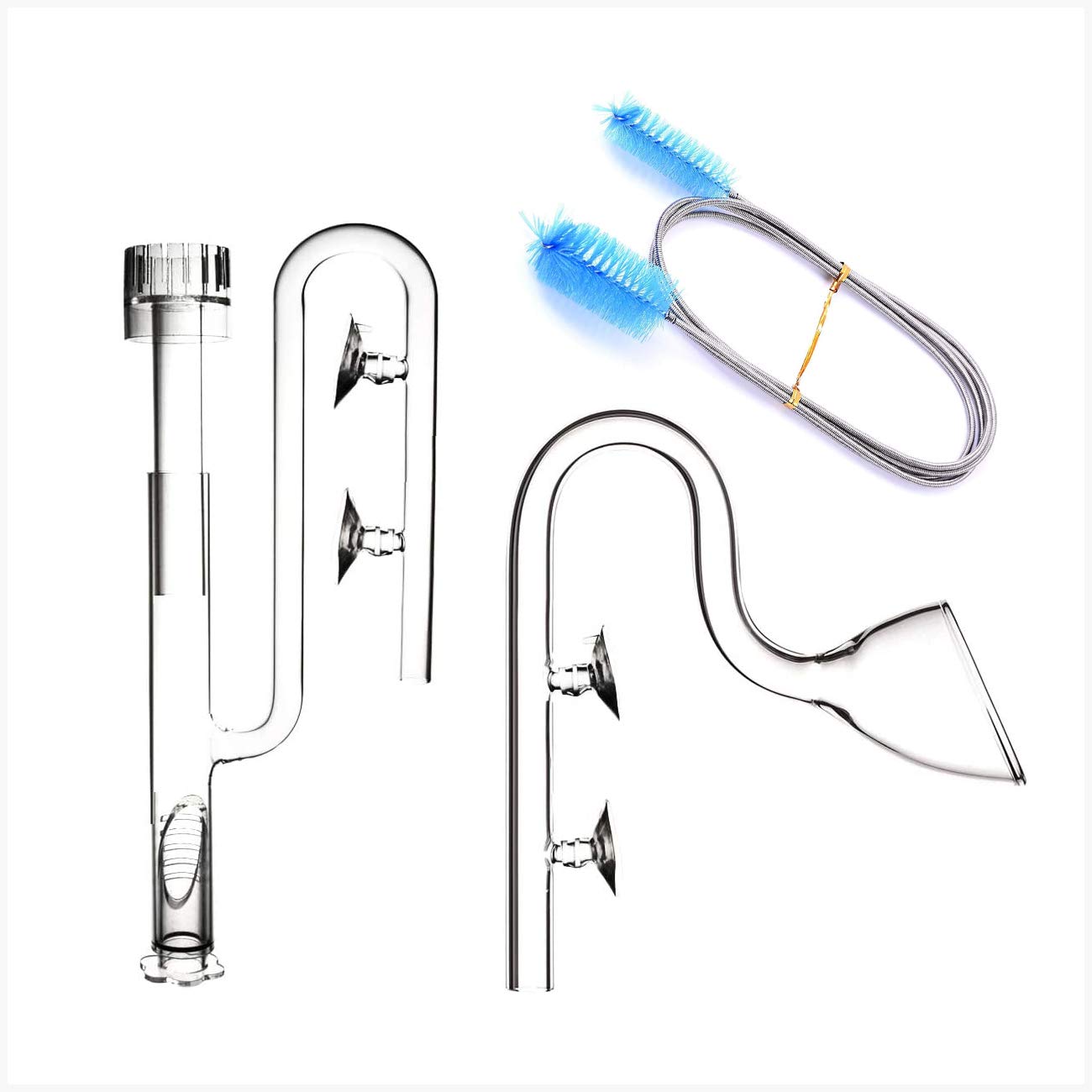 FZONE Aquatic Glass Lily Pipe Set with Lily Skimmer Inflow and Lily Outflow for Aquarium Filter 1/2''(12/16mm) Tubing