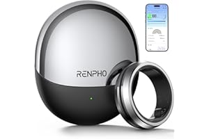 RENPHO Lynx Smart Ring, All-Day Sleep & Activity Tracking, Includes Charging Case, 7-Day Battery Life, Subscription-Free App for iOS & Android, Size Before You Buy (Silver, Size 8)