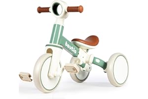 BAUTIA 4 in 1 Tricycle for Toddlers 1-3 Baby Balance Bike 1 2 Year Old Boy Girl Gift, Bicycle for Kids Toy with Removable Pedals