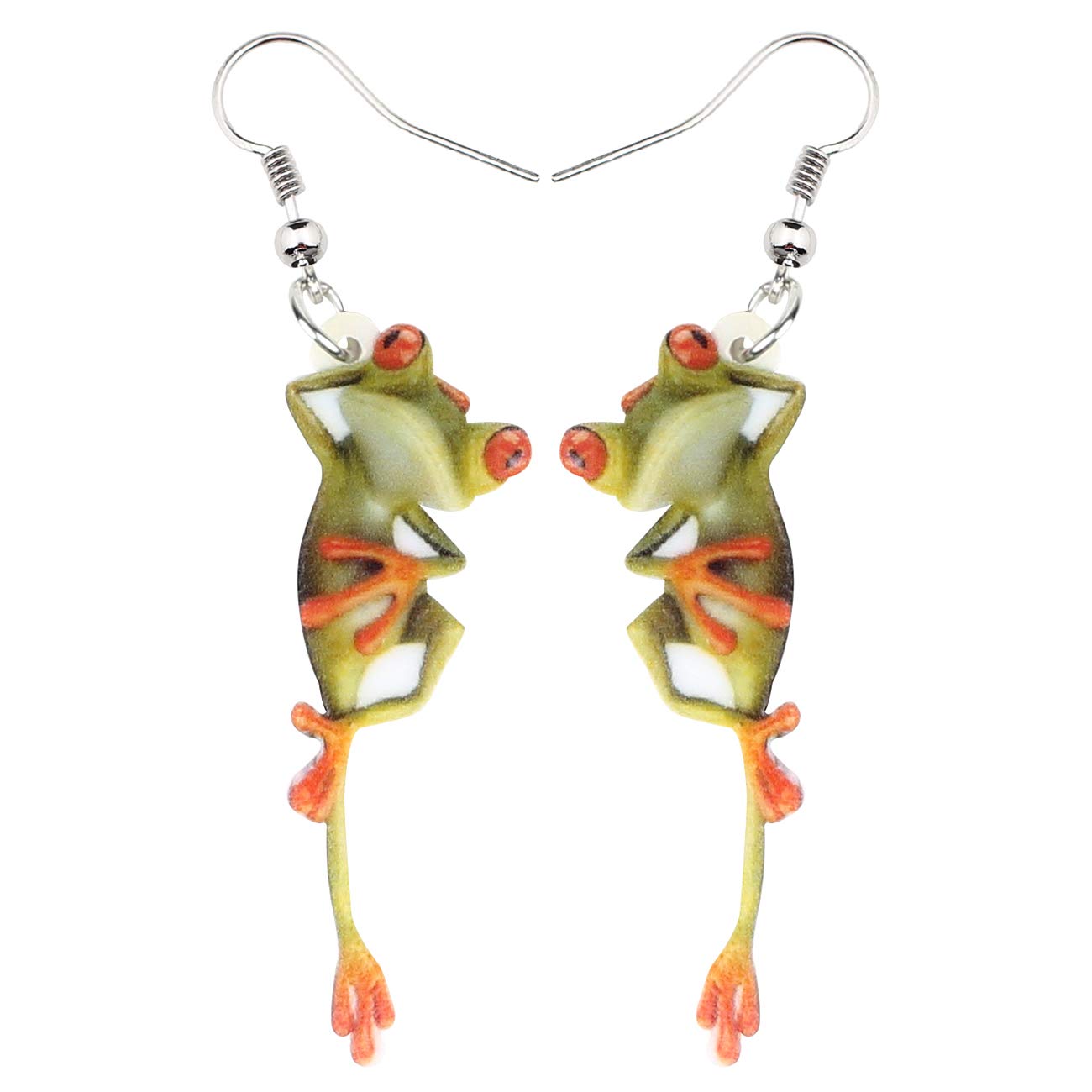 NEWEI Acrylic Charms Frog Earrings Fancy Frog Drop Dangle Jewelry Novelty Gifts for Women Girls Teens (Long-legs Frog)