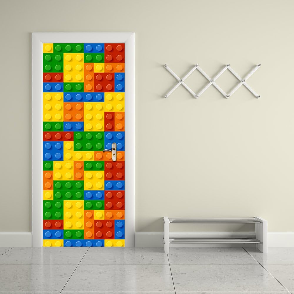Modern Art 3D Door Mural Sticker, Peel and Stick Removable Vinyl Door Decals for Home Decor 30.3x78.7(77x200cm), 2 Pcs Set (Lego) - Image 5