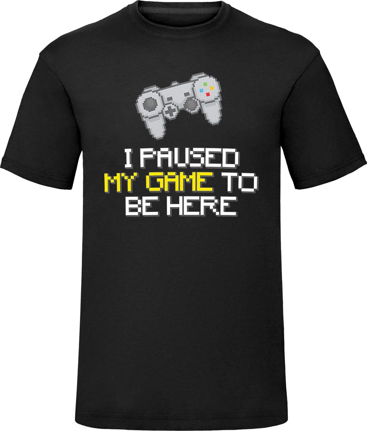 Kids I Paused My Game to Be Here Pixel Video Gamer Controller T-Shirt Boys Funny Gaming Retro Girls Tee Top