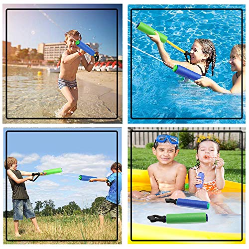 Klobroz Water Blaster Soaker Gun - 2 Pack 5 in 1 Nozzles Foam Water Gun Toys for Boys Girls and Adults - Outdoor Swimming Pool Beach Yard and Park Water Fighting Game Bubble Making Wand Included
