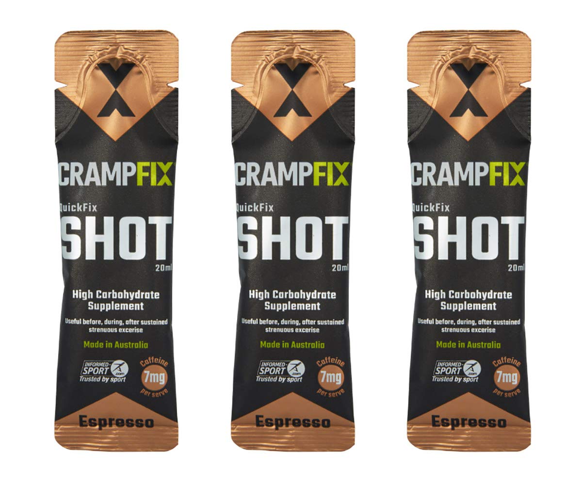 Crampfix QuickFix Shot Sachets - Fast & Effective Relief from Muscle Cramp (3 x 20ml Packets) (Espresso)