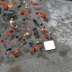 Red Koi Fish Nail Art Sticker Decals Lucky Goldfish