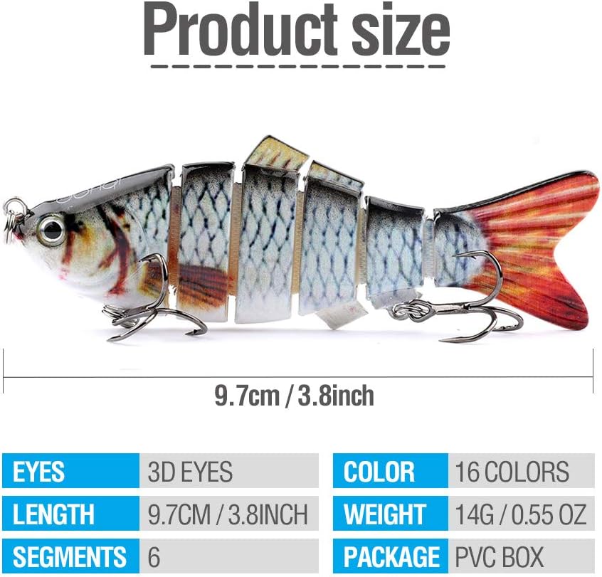 HXC Fishing Lures 3D Fishing Baits Multi-Jointed Fishing Lure Pike Lures Set Sinking Bionic Swimbait Sea Fishing Tackle Roach Lure Life-Like Artificial Baits (6 Segments 3PCS) : Sports & Outdoors