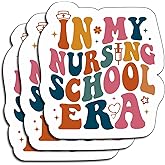 (3Pcs) in My Nursing School Era Stickers Retro Groovy Nursing Student Vinyl Decal for Laptop Water Bottle Planner Nursing School Gifts Nurse Student Aesthetic Sticker 3x2.5