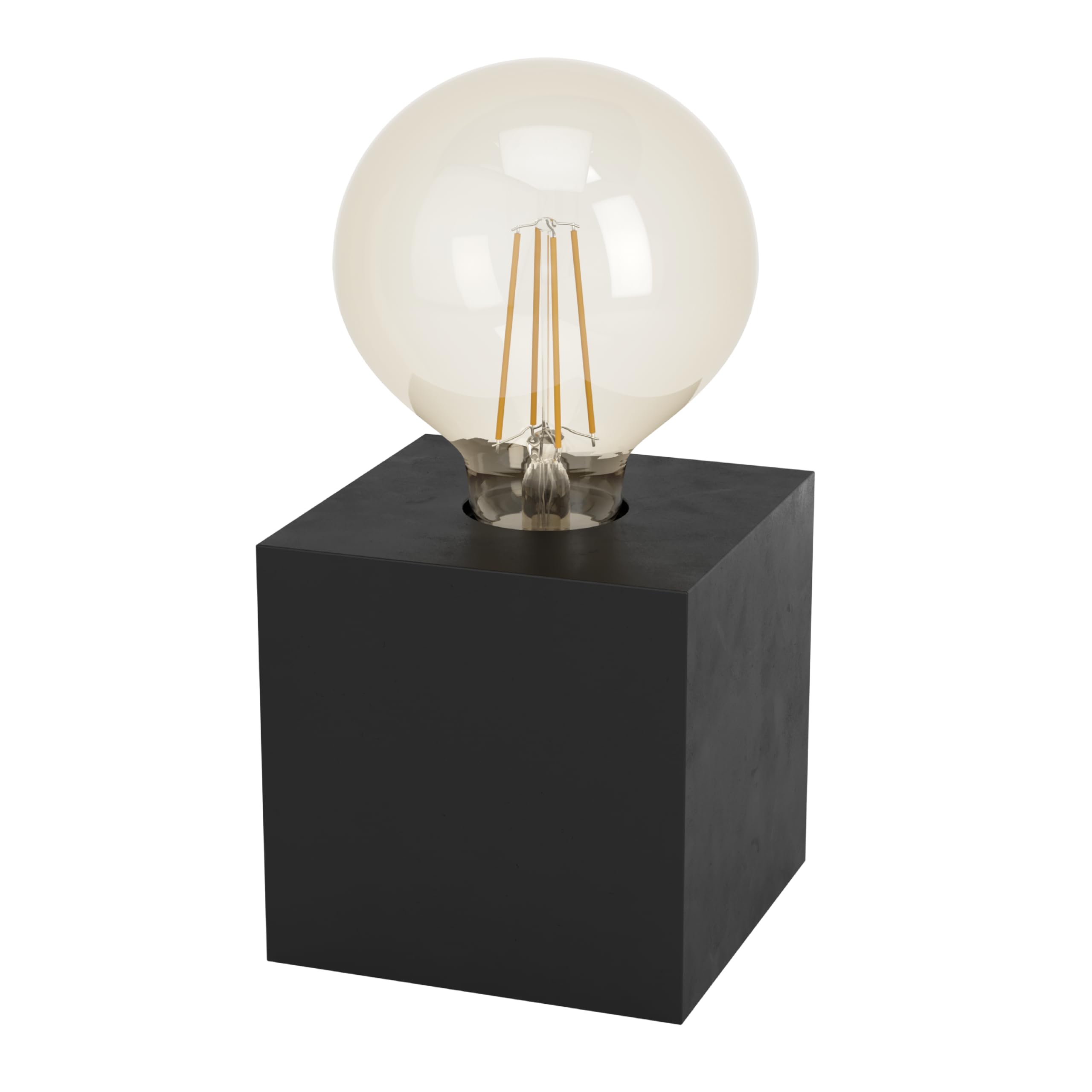 Eglo Bedside lamp Prestwick 2, Decorative Side Table Light, Cube Shaped Living Room and Bedroom Lighting Made of Wood in Black matt, FSC100HB, E27 Socket — image 1