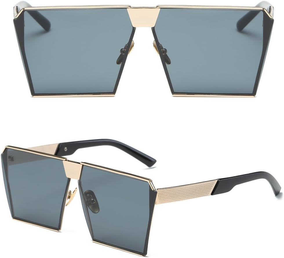 NNDA CO 2017 Fashion Retro Oversized Mirrored Design Sunglasses Eyewear Eyeglasses For women men,Frame (Gold&Gray)