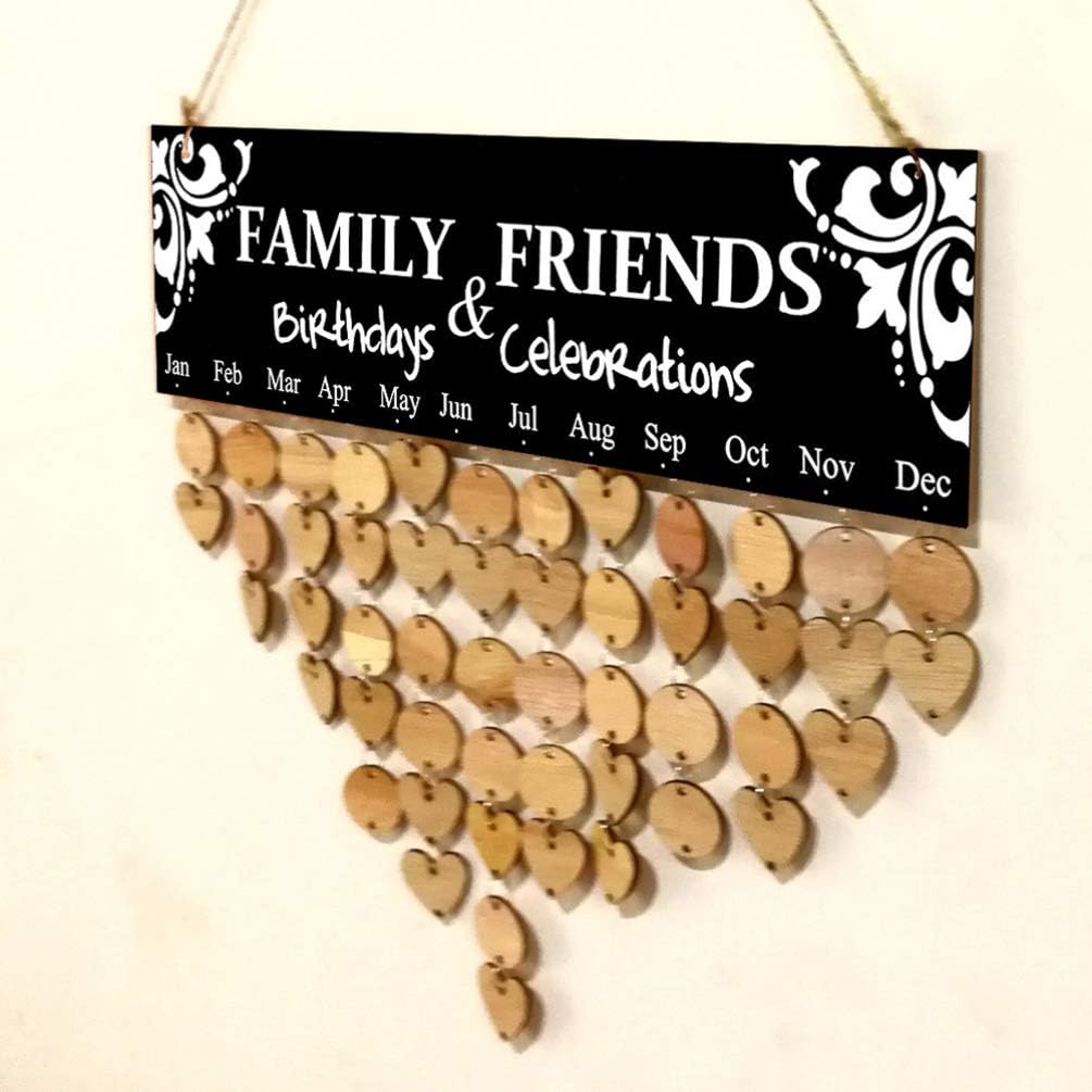 VALICLUD 102pcs DIY Birthday Reminder Board Hanging Family Birthday Plaque Sign Wooden Wall Calendar with Tag Rope for Anniversary Important Events - Image 3