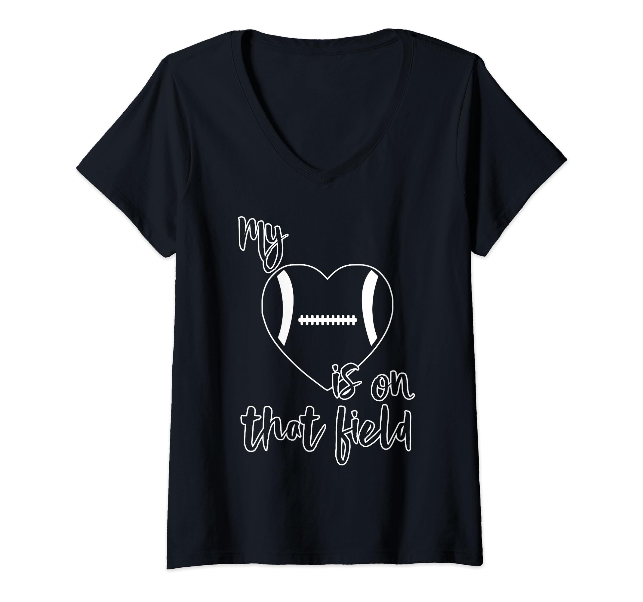 Football Parent My Heart Is On That Field V-Neck T-Shirt