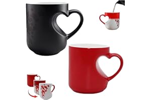 Color Changing Mug, 13oz Large Magic Heat Sensitive Coffee Mug with Heart Handle, Surprise Love Reveal Cup, Romantic Valentin