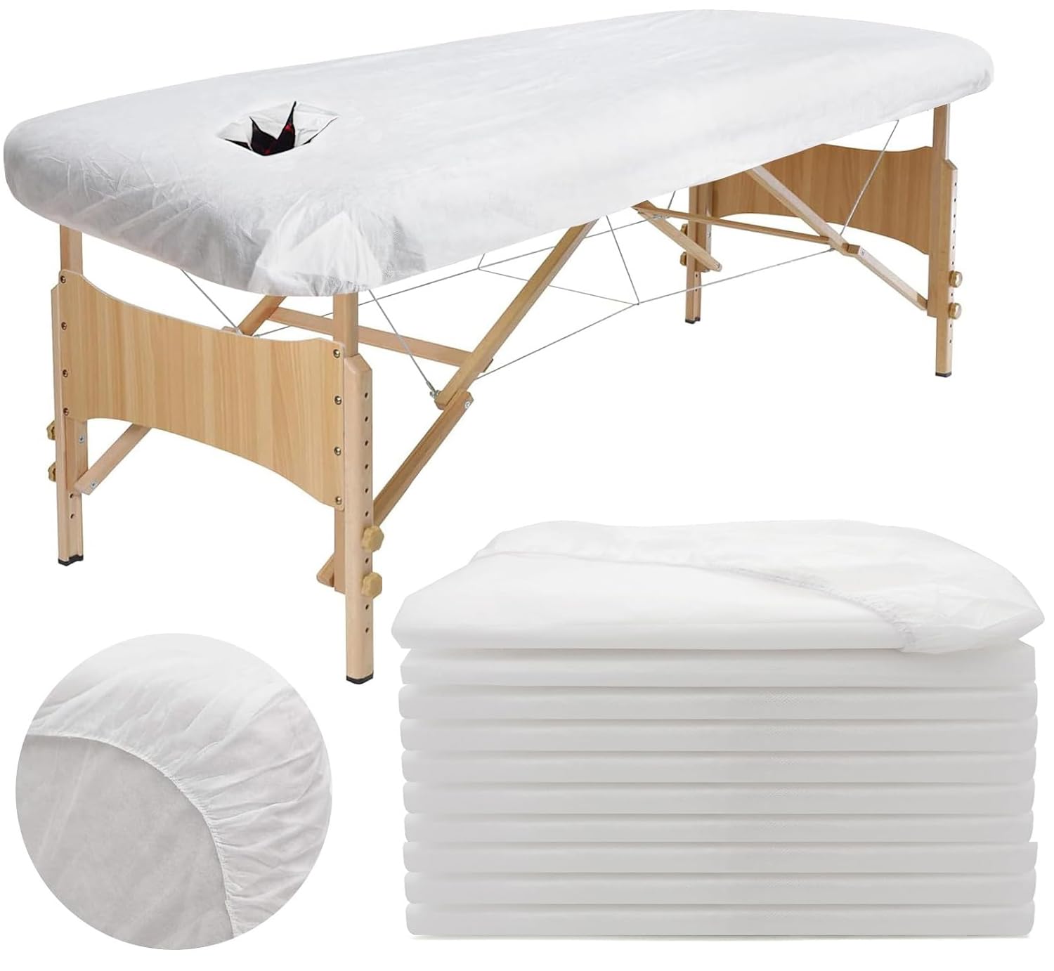 10pcs Disposable Fitted Massage Table Sheets Non-Woven Spa Bed Covers Breathable Oil-Proof Table Couch Protective Cover Thick Massage Bed Pad for Spa Beauty Salon Tattoo Hospital Bed, 80x190cm
