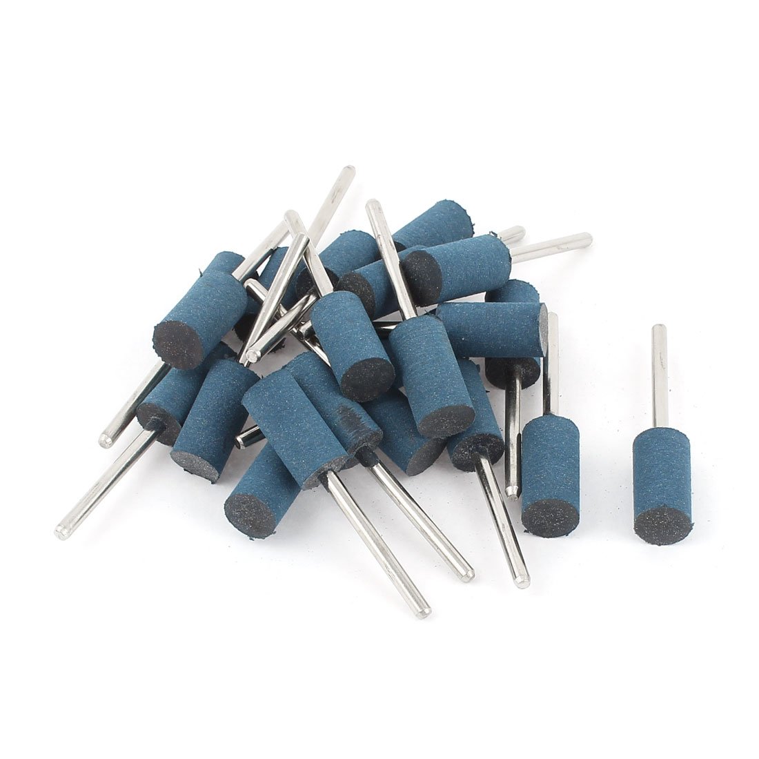 Sourcingmap 3mm Shank 10mm Cylinder Head Blue Rubber Polishing Mounted Point 22Pcs