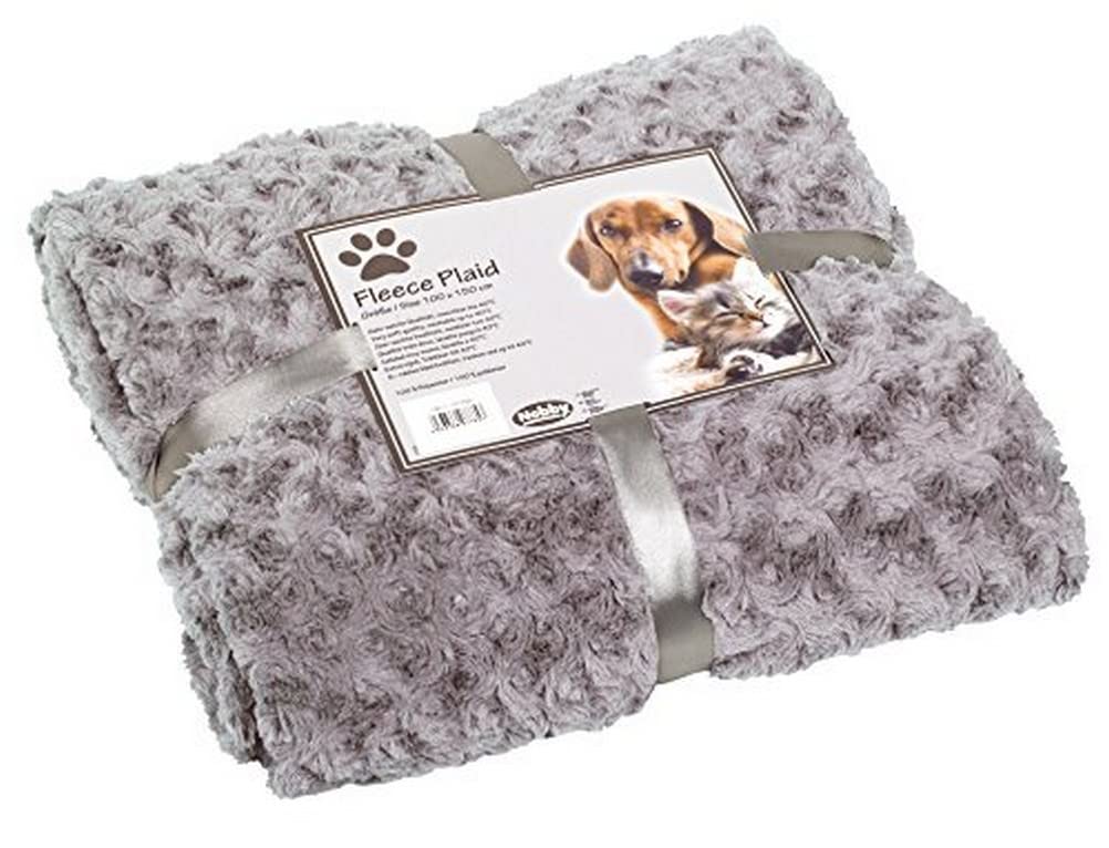 Nobby Super Soft Fleece Plaid with Paw Print, 100 x 150 cm, Light Grey