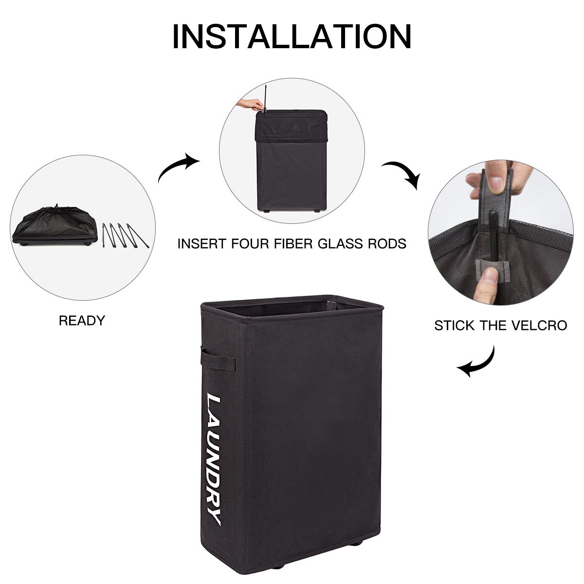 WOWLIVE Thin Laundry Basket with Wheels Slim Tall Waterproof Laundry Hamper with handles Rolling laundry bin Corner Standing Dirty Clothes Organizer (Chocolate Brown)