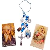 St Benedict and Miraculous Mary Home Protection Door Hanger Pack with Colorful Beads and Two Holy Prayer Card Set