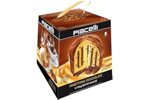 PIACELLI Authentic Italian Panettone Filled with Rich Chocolate Cream - Classic Panettone Directly Imported from Italy - Luxurious Holiday Cake Ideal for Christmas, & Special Celebrations - 750g