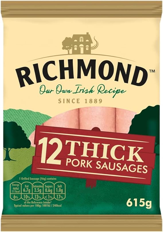 Richmond 12 Thick Pork Sausages, 615 g Amazon.co.uk Grocery