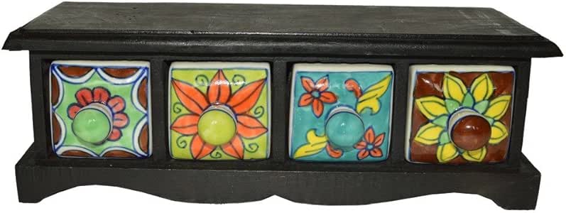 Suryafashion - Armario de cerámica (4 Piezas), Color Azul: Amazon.es: Hogar