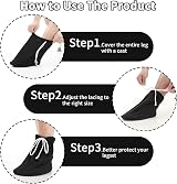 Prasacco Cast Sock Cover Adjustable Washable Below Knee Protector Black view 4