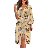 Yewattles Women's Fashion Long Elastic Cloth Dress Robes Plus Size Robes Printed Kimonos Sleepwear Dressing Gown