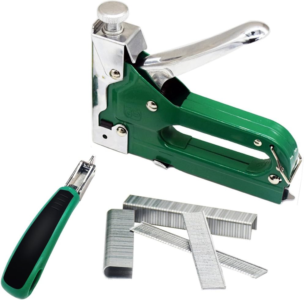 3-in-1 Nail Staple Gun Kit Puller Manual Carbon Steel Heavy Duty Nail for Wood Door Upholstery Framing 900 pcs of Staples