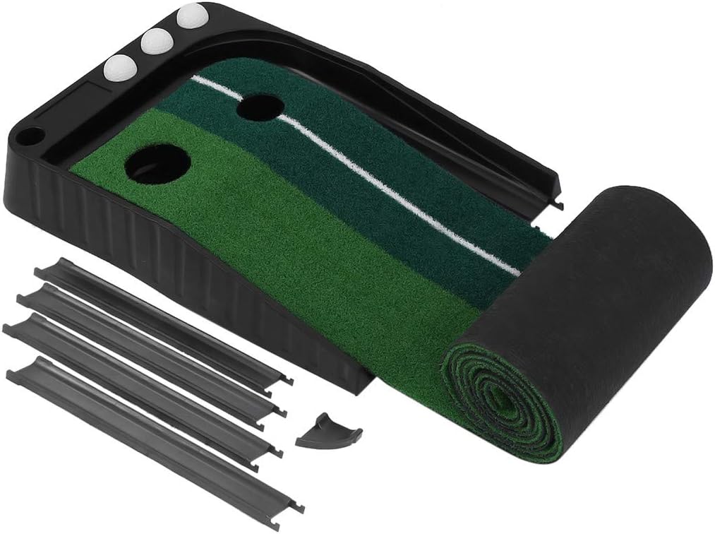 WEELOLOE Indoor Golf Putting Green Portable Practice Mat Auto Ball Return 9.85'