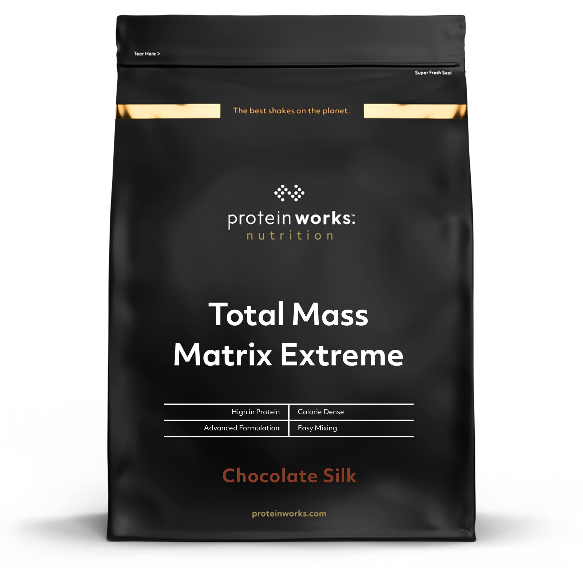 Protein Works | Total Mass Matrix 360 - GOLD Innovation, Tri Protein Blend, Mass Gainer Protein Powder, Creatine Monohydrate, Glutamine, Vitamins & Minerals, Strawberries 'n' Cream, 5 Servings, 1.32kg
